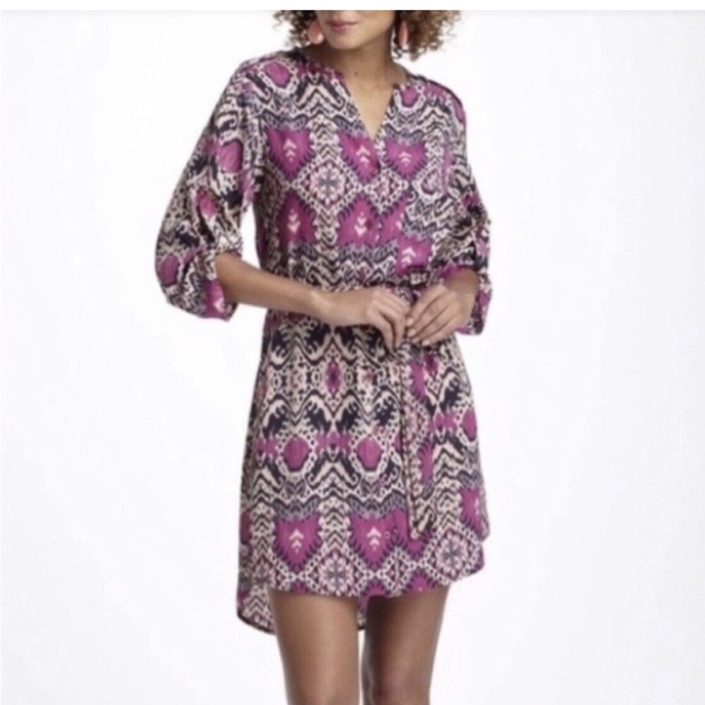 Anthropologie Maeve Ikat Print Shirt Dress medium petite
